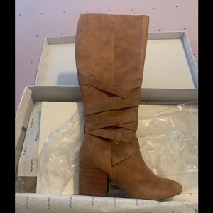 Tan knee high boots